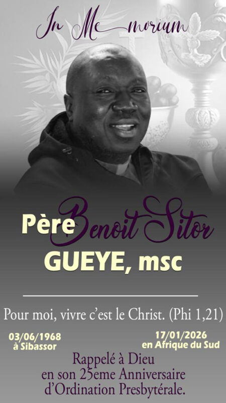 Father Benoît Sitor Gueye. Missionary of the Sacred Heart